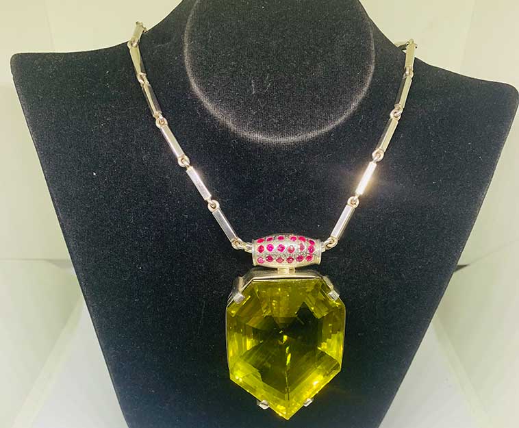 Lemon Quartz Silver Necklace