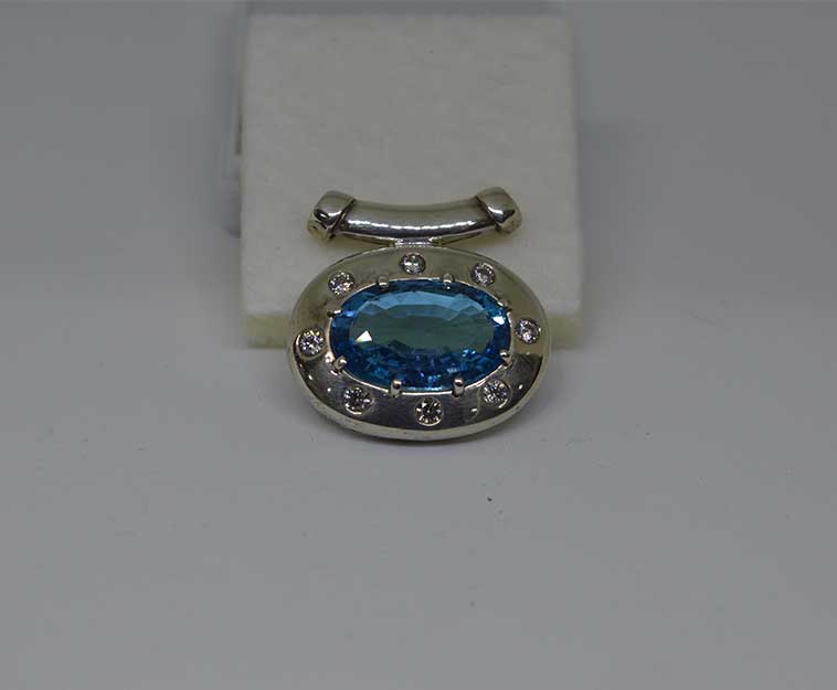 Blue Topaz  Silver Pendant